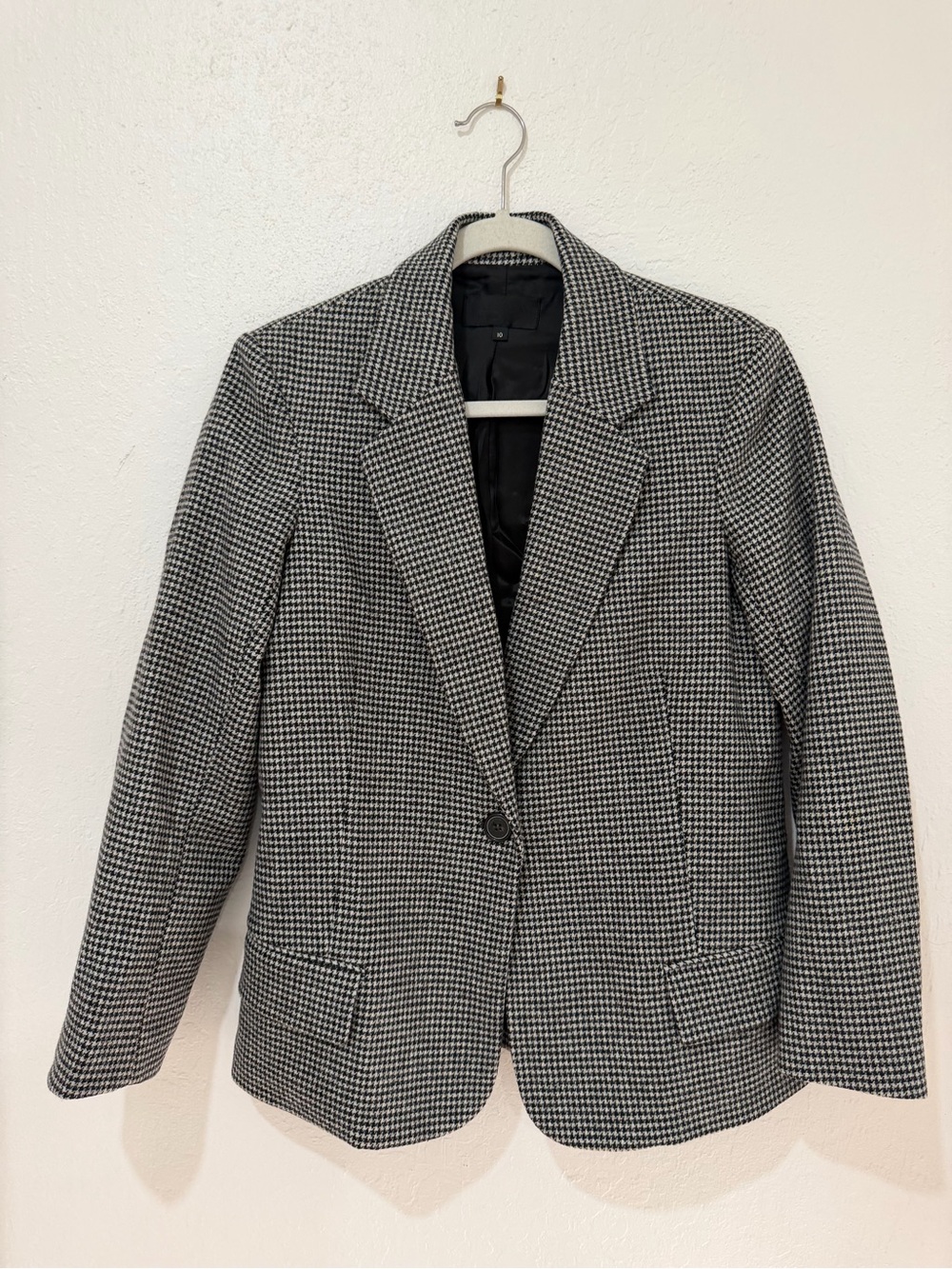 Nili Lotan Black & White Houndstooth Single-Button Blazer